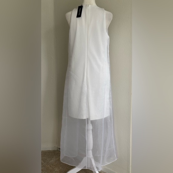 Kenneth Cole Women's Sheer-Overlay White Midi Dress - Picture 8 of 10